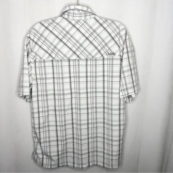 CABELA'S / white gray plaid short sleeve button down / M - Picture 2 of 6